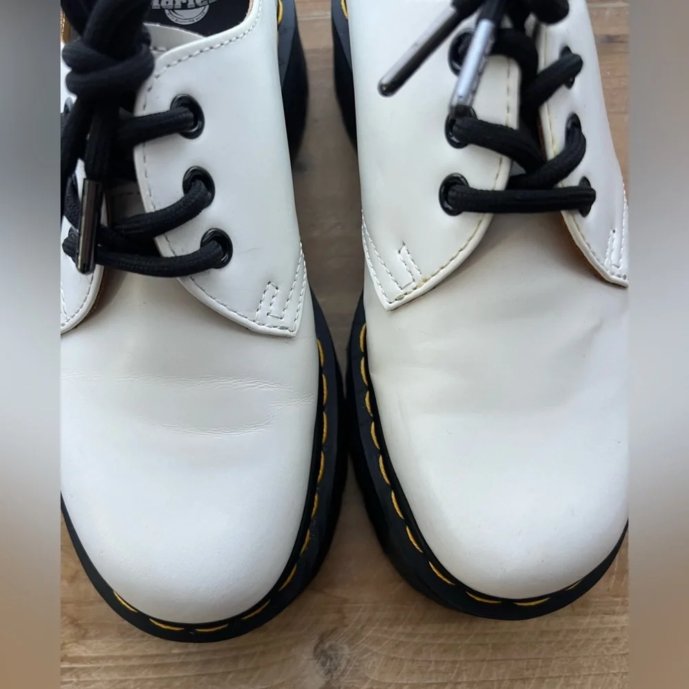 Dr. Martens 1461 Quad White Smooth Leather Platform Shoes Women’s Size 6